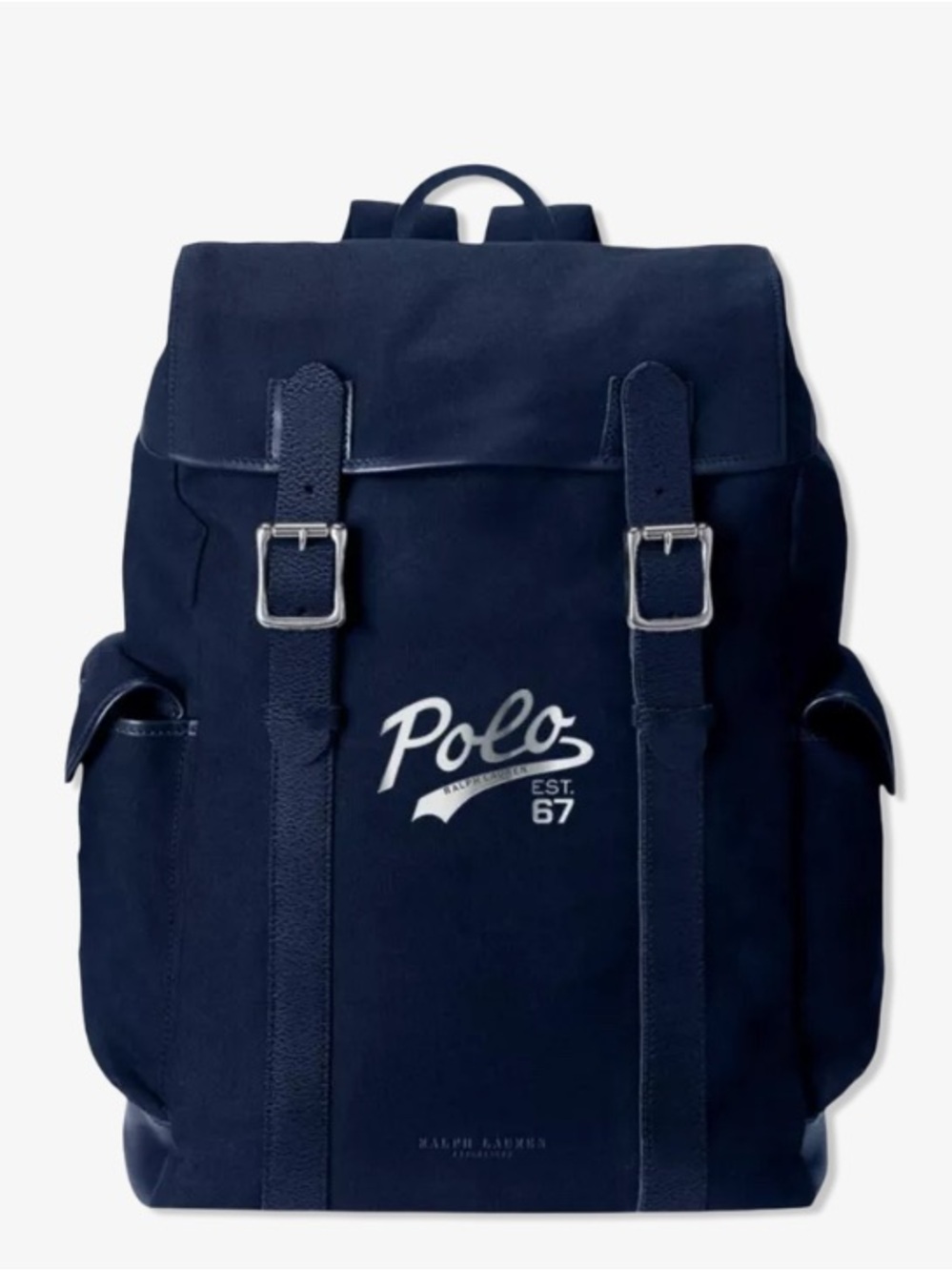 Polo by Ralph Lauren Navy Canvas Flap Backpack with Logo